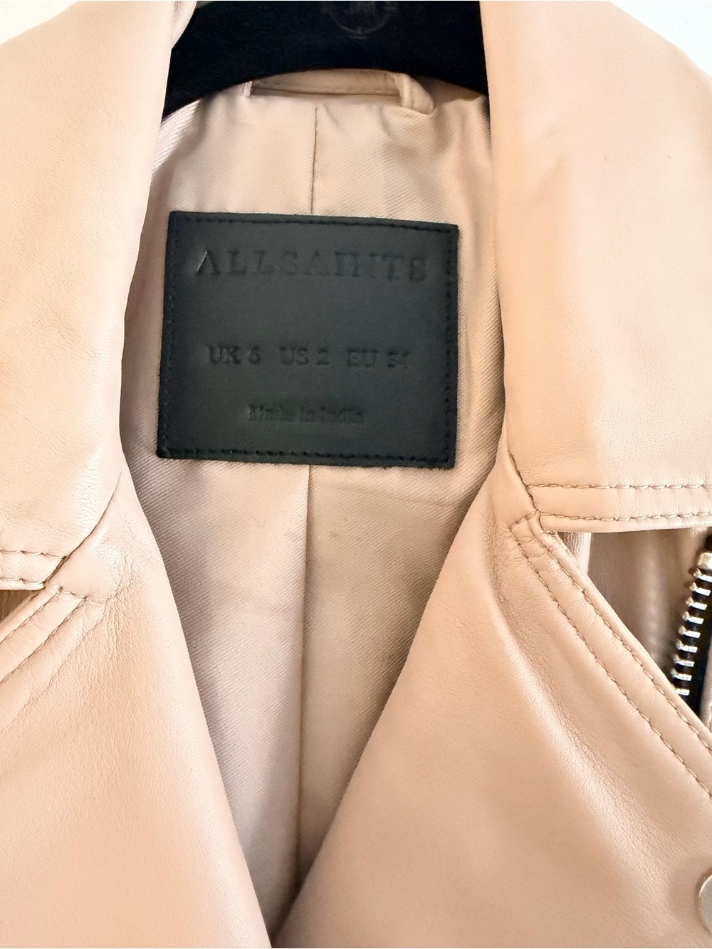 ALL SAINTS DALBY SLIM FIT LEATHER BIKER JACKET in color MISTY PINK size 2 - Picture 5 of 12